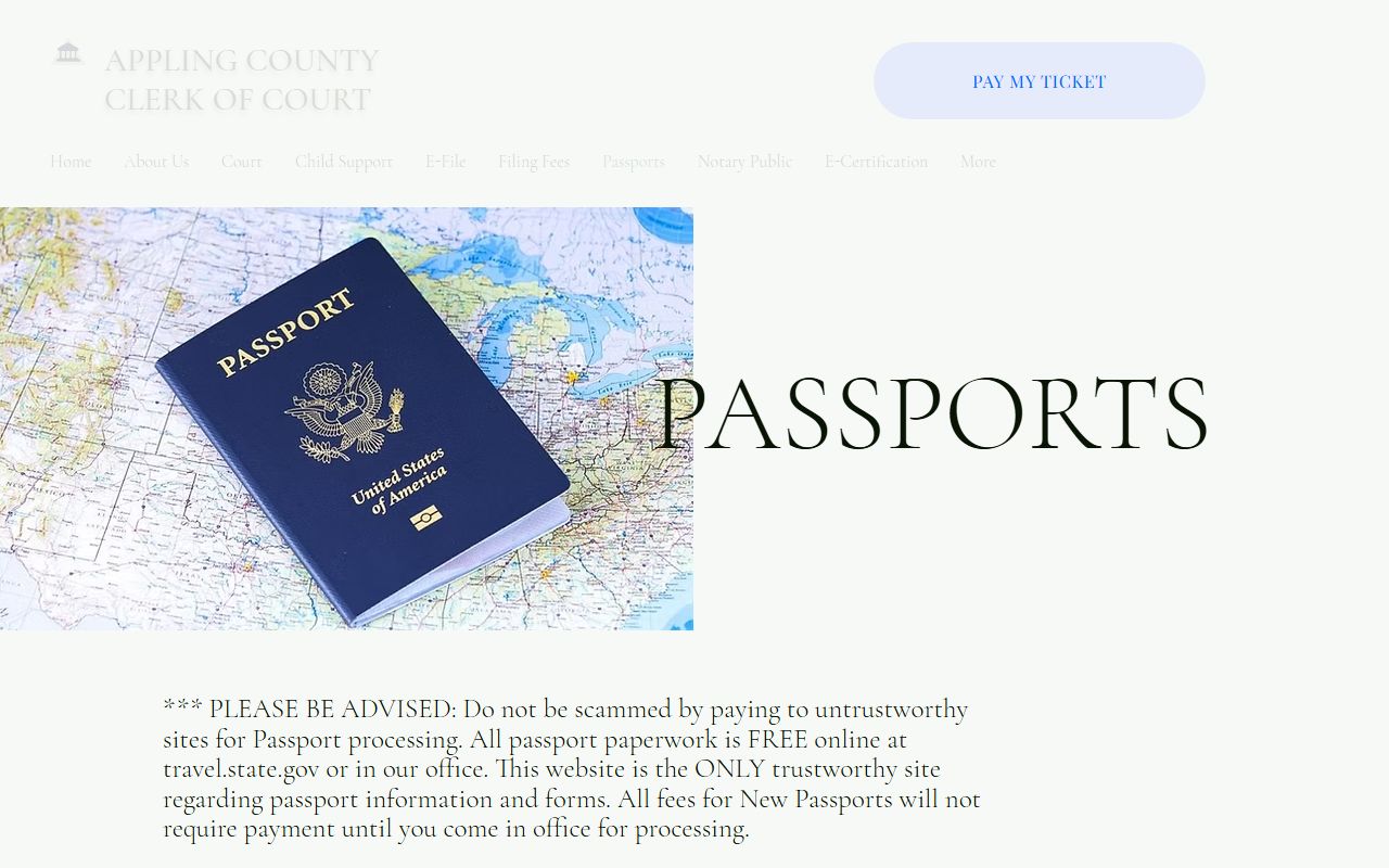 Appling County clerk of court records passport acceptance page