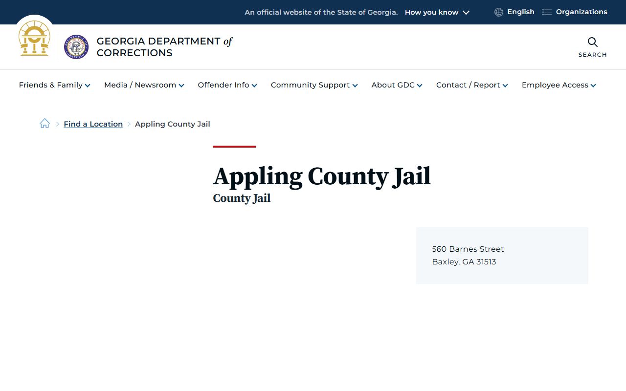Appling County arrest records and court charge records GDC jail listing
