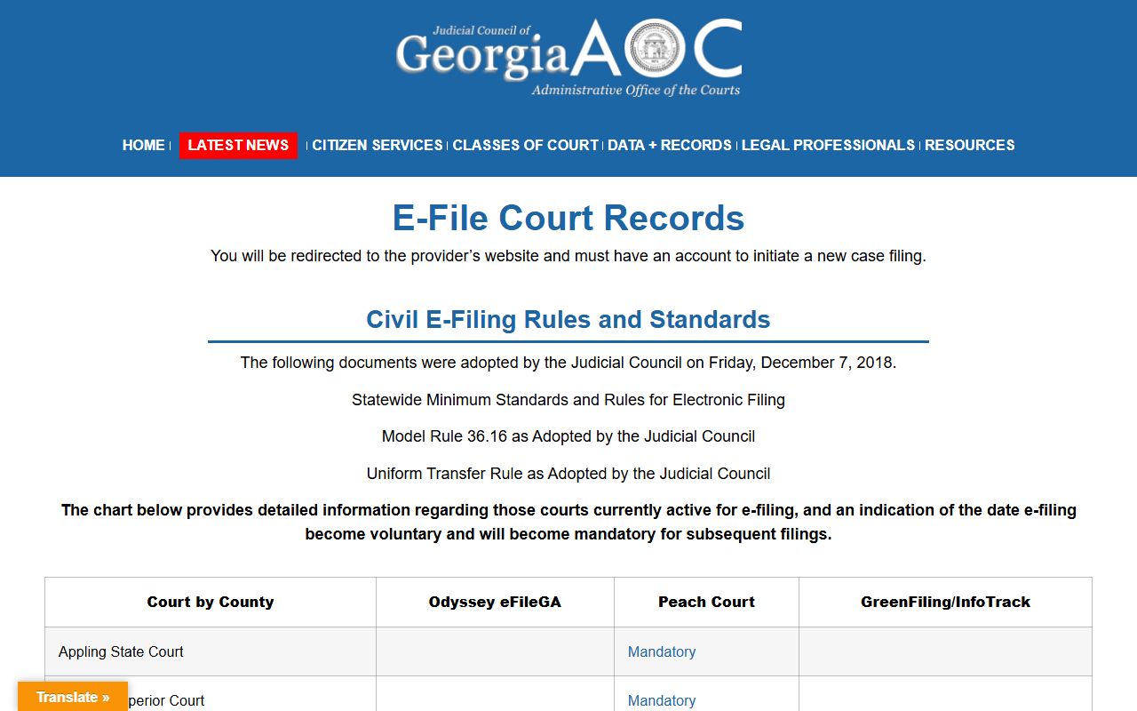 Appling County court records Georgia e-filing access