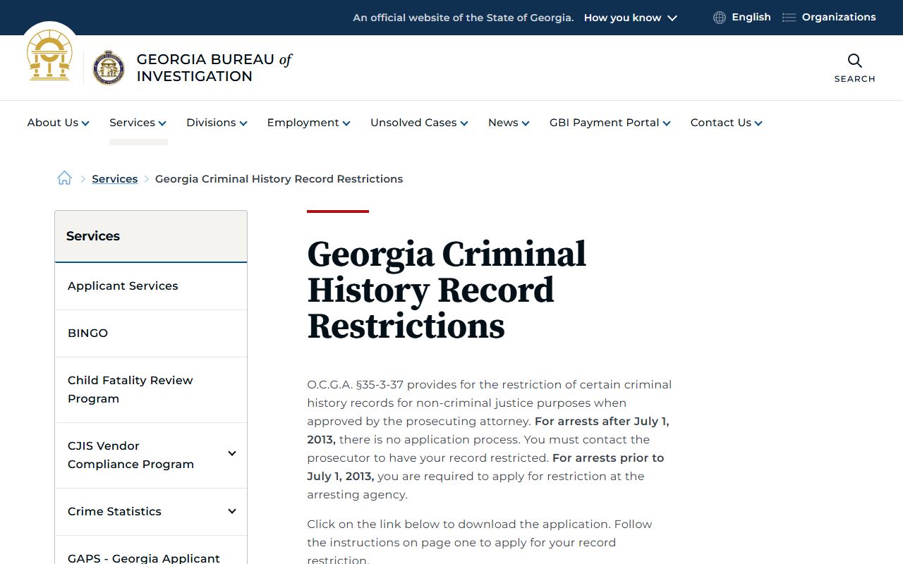 Appling County criminal court records GBI criminal history restrictions