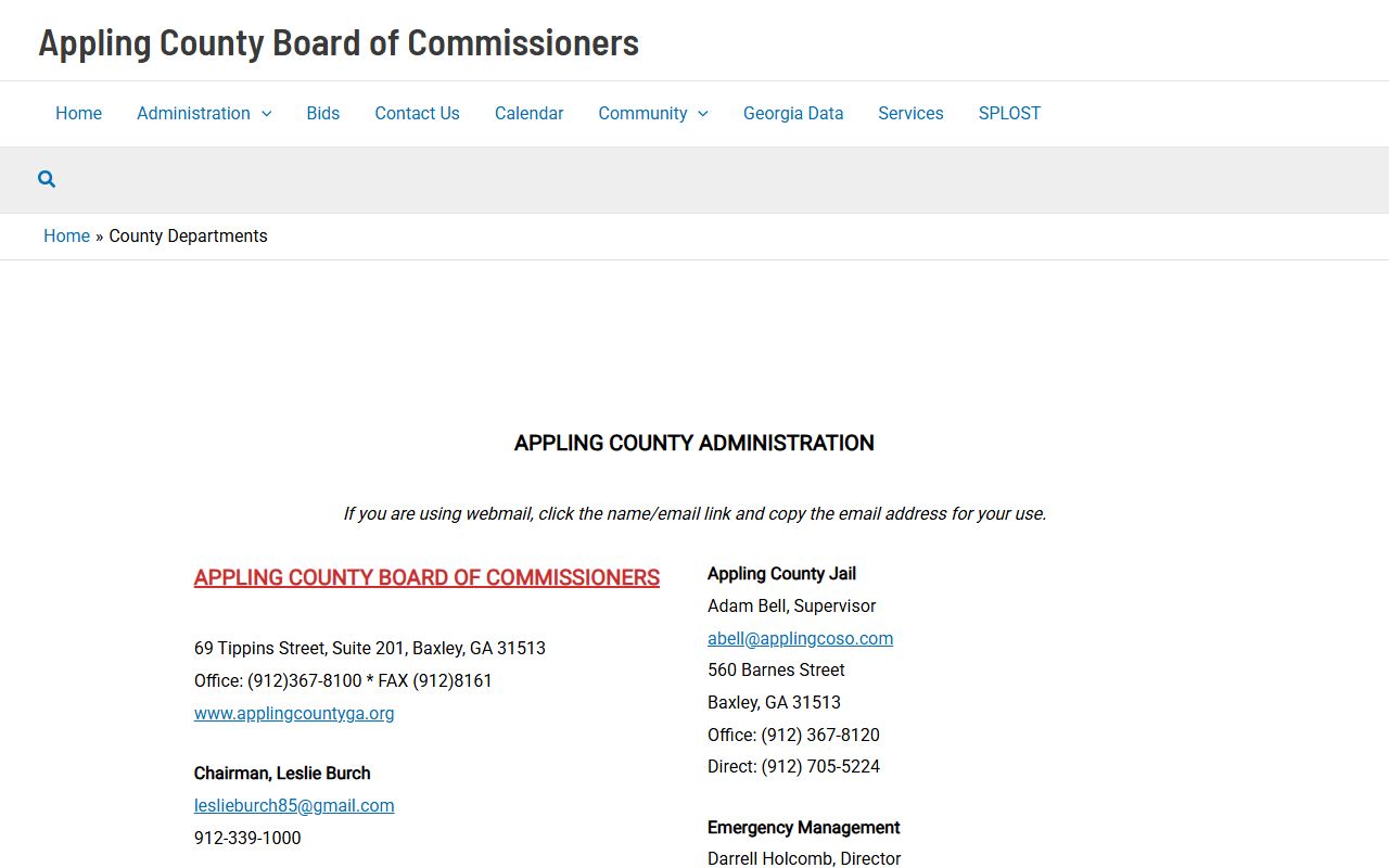 Appling County court records county departments and court contacts