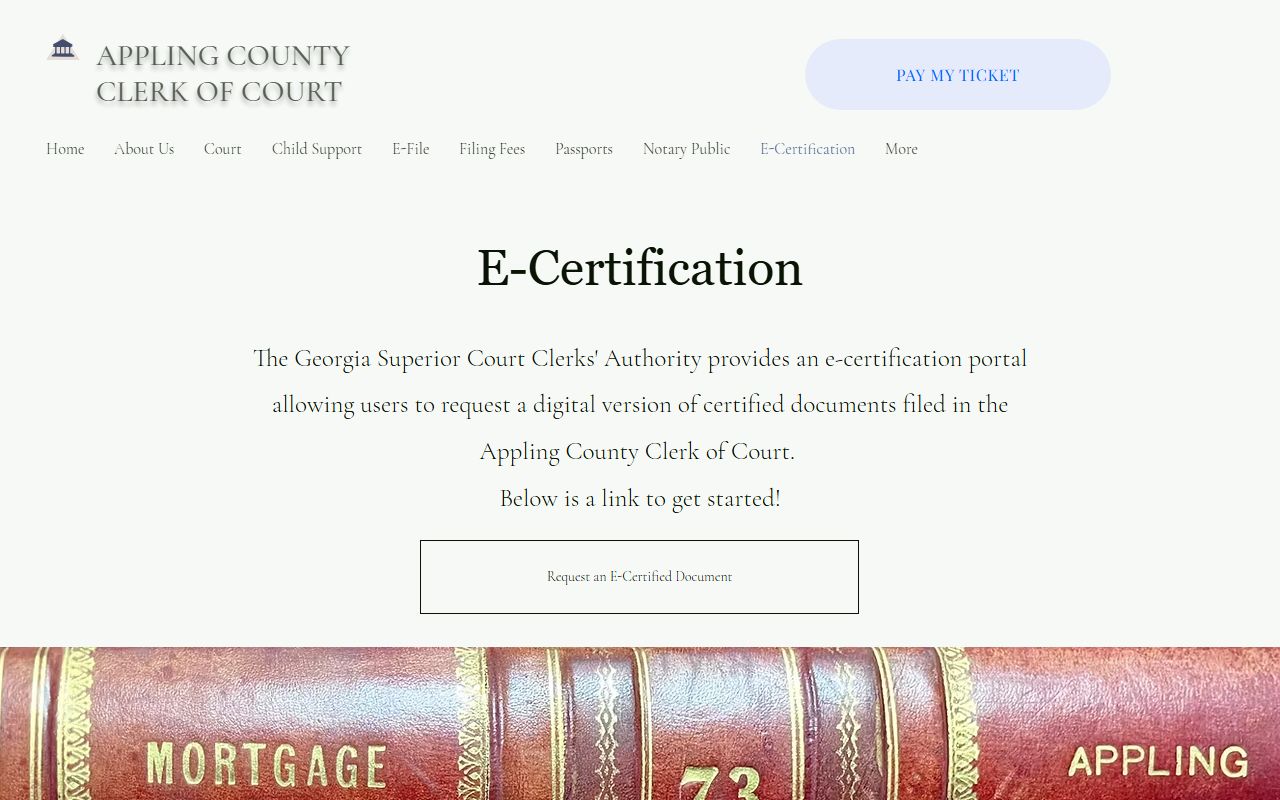 Appling County probate records e-certification page