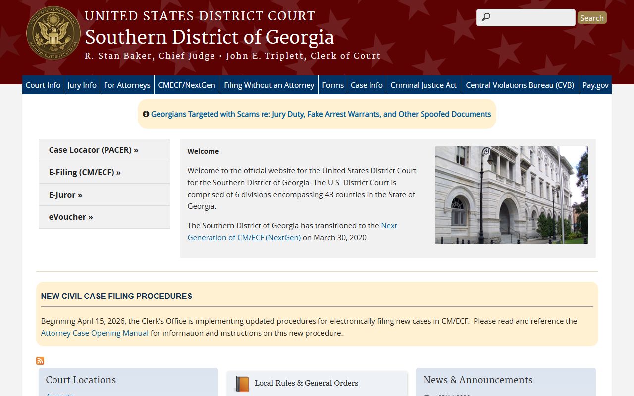 Appling County Superior Court separate Southern District federal court records